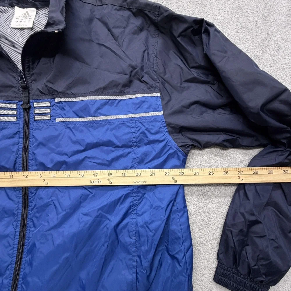 Vintage Adidas Jacket Mens L Blue Colorblock Windbreaker Full Zip Lined